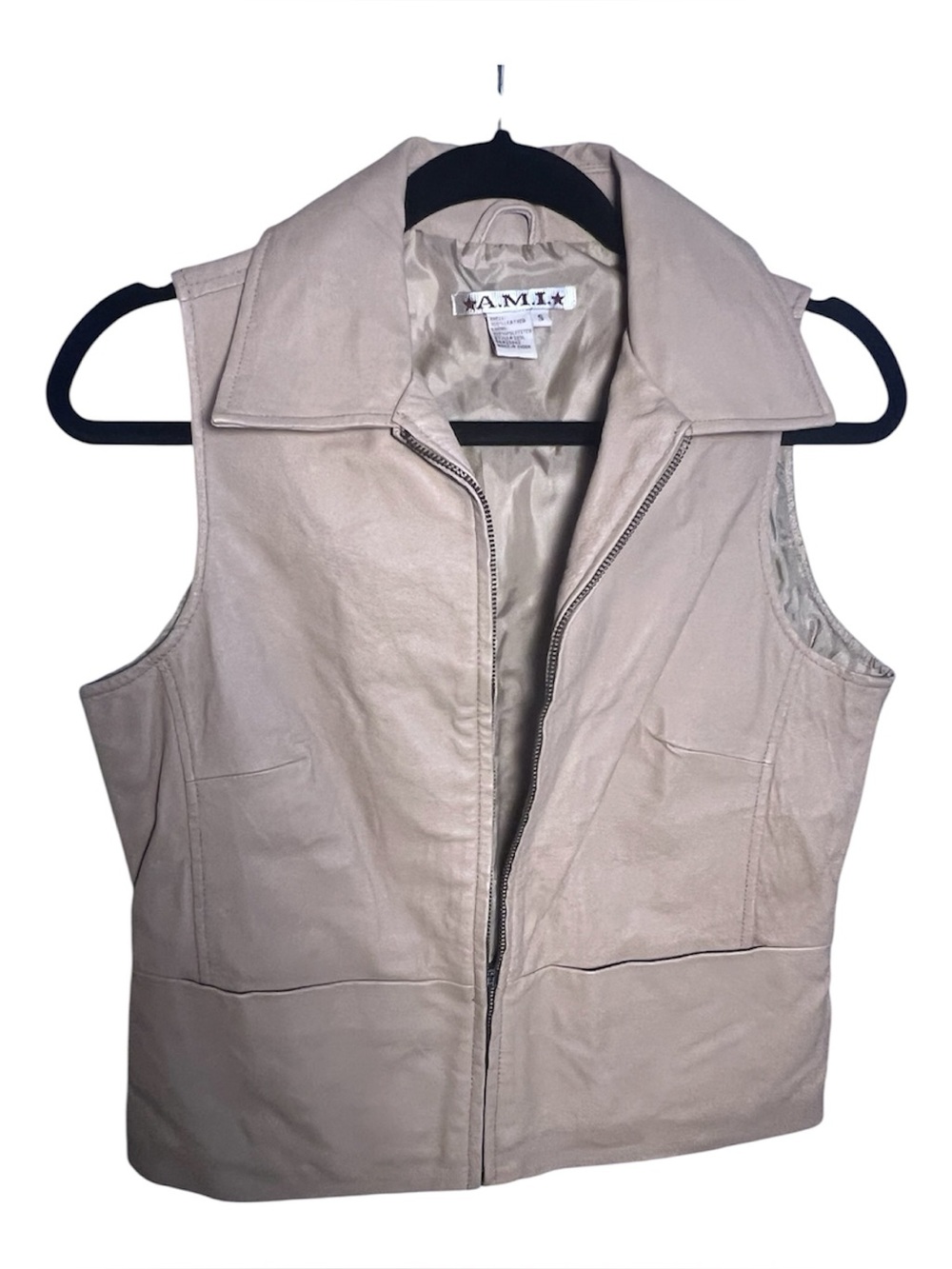 A.M.I. Genuine Leather Moto Vest — Size Small 🤎